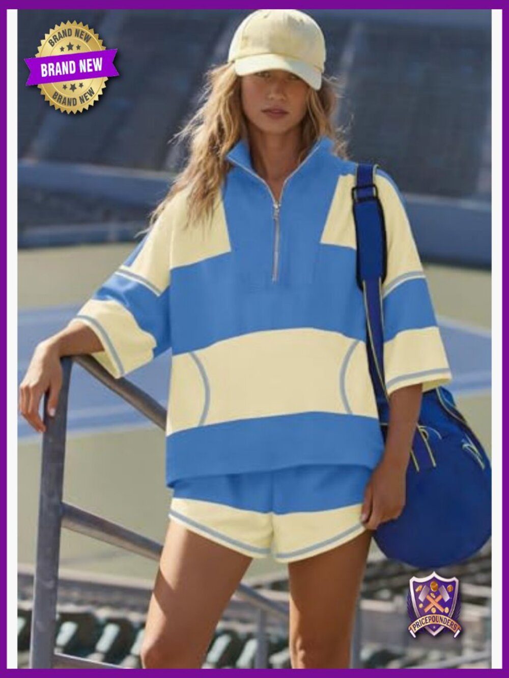 2 Piece Striped Lounge Set Women Summer Workout Shorts Tracksuit - Picture 3 of 6